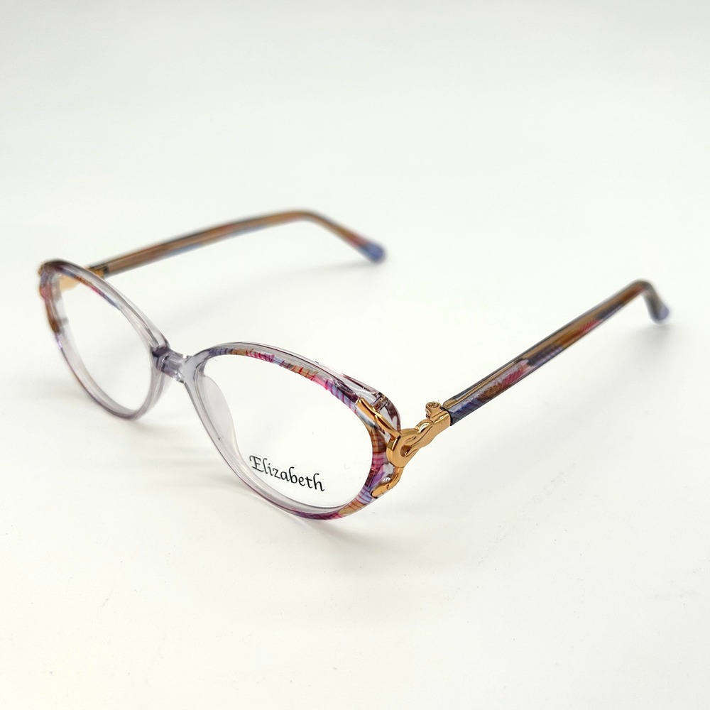 Womens Oval Eyeglasses Frames Elizabeth Phyllis Sz. 52-16-135 Blue Pink Gold NEW
